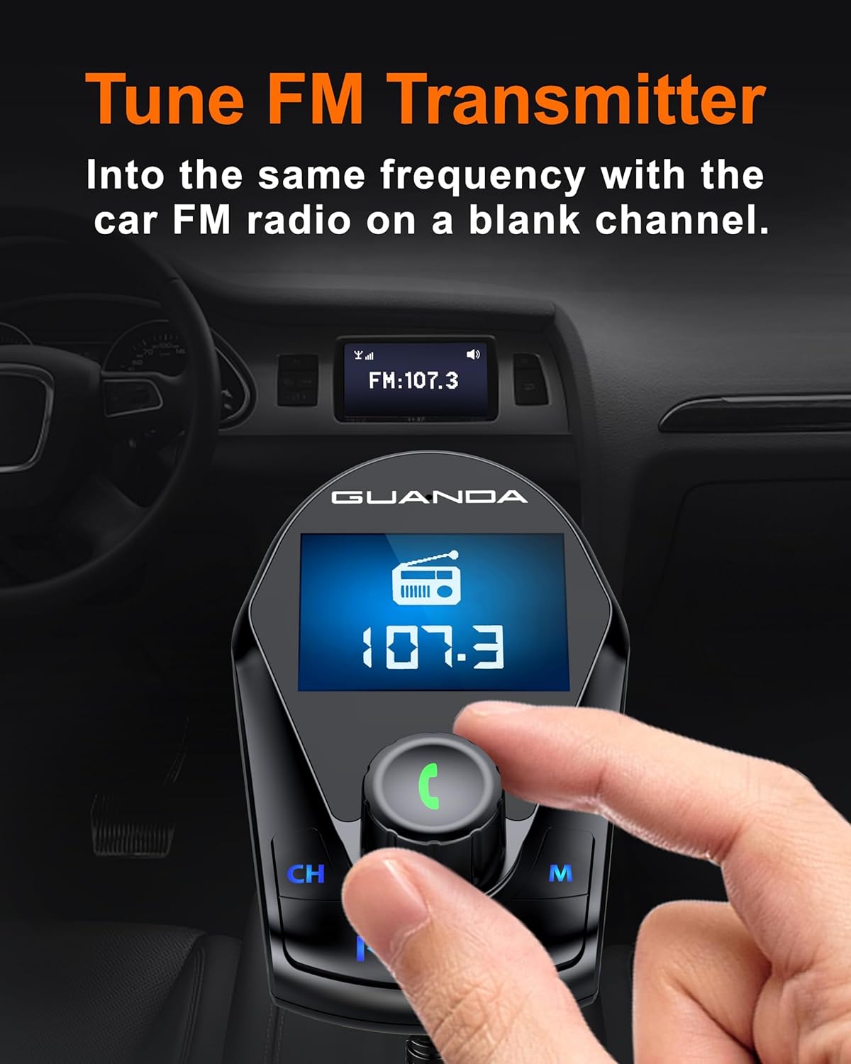 Bluetooth Transmitter Car Bluetooth Adapter, FM Transmitter Wireless Radio Adapter Kit 1.44" Display, MP3 Music Player, PD 30W Dual USB Port Charger Compatible for All Smartphones, Samsung Galaxy, LG