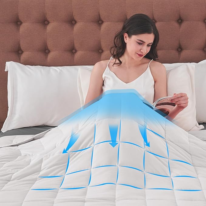King Size Weighted Blanket for Adults (25 lbs, 80” x 87”, White) Cooling Heavy Blanket for Sleeping Perfect for 240-260 lbs, Breathable Blanket for Adults & Couple All Season, Machine Washable