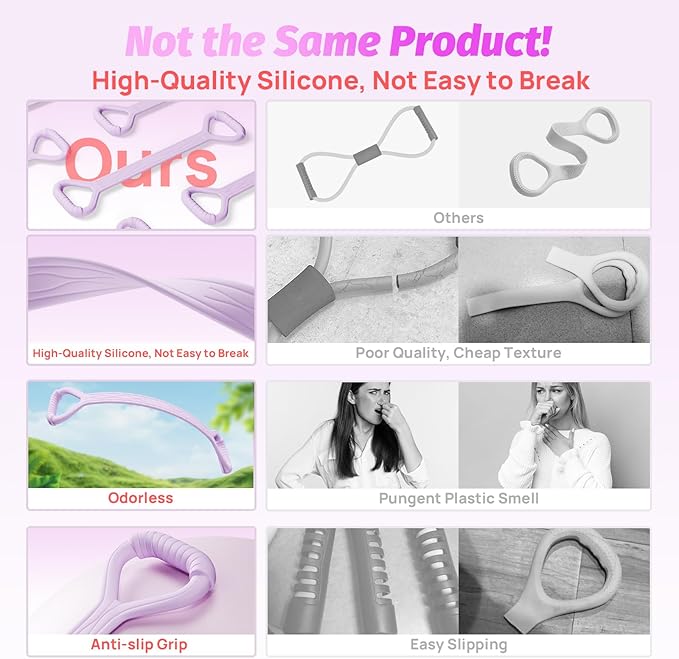 Figure 8 Fitness Resistance Band, Unbreakable Thicken 25lb Elastic Excercise Band for Working Out, Non-Slip Silicone Bands for Strength Stretch Training Arms Back Shoulder Chest Yoga Pilates