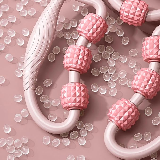 HEEPDD 9 Wheels Muscle Roller, Leg Massager Muscle Relaxation Stretching Roller Foam Roller Deep Tissue Massager for Thigh Arms Leg Waist (Pink)