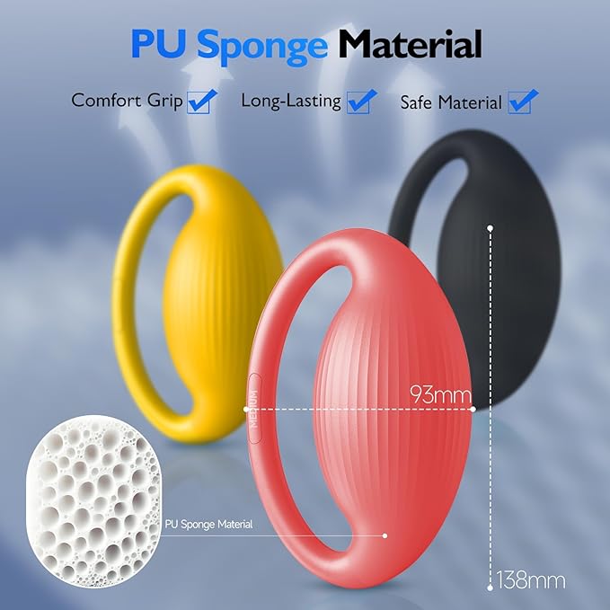 FitBeast Hand Exercise Balls - 3 Resistance Levels Stress Balls for Adults, Squeeze Balls for Hand Therapy, Rehabilitation, Arthritis, Muscle Building