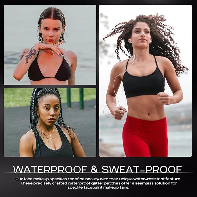 Glitter Freckles Face Tattoo, 2pcs Gold Sparkle Freckle Tattoo and 2pcs Silver Glitter Freckle,Makeup Patches, Face Glitter Speckles