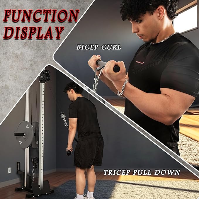 Fitness Wall Mount Cable Crossover Machine – Multi-Functional Dual Pulley System, Home Gym Equipment with Commercial-Grade Steel Frame and 400 lb Load Capacity for Home Gym.