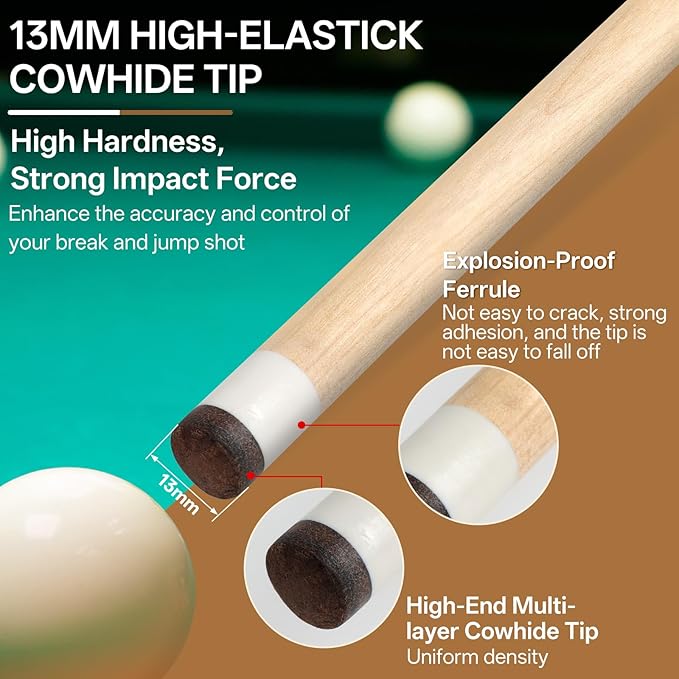 Kmise 4 Pieces Pool Cue Stick, 58??Pool Cues, 18 19 20 21 oz Canadian Maple, Pool Sticks for Adults, Billiard House Home Bar Pool Stick, Durable, Suitable for Professional Billiard Players