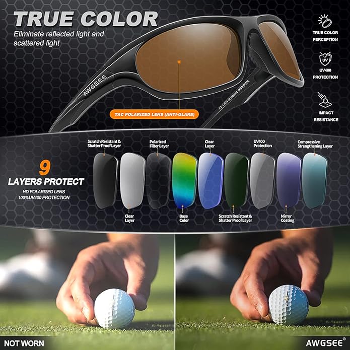 Polarized Sports Sunglasses for Men,TR90 Unbreakable Frame Sunglasses for Fishing Driving Cycling UV400 Protection