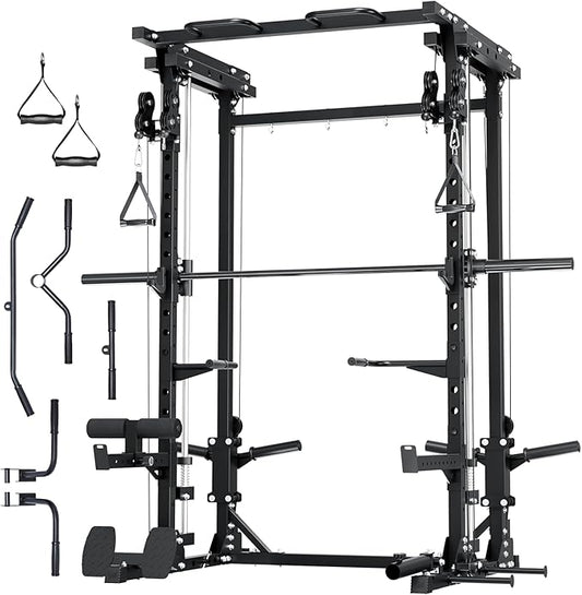 MAJOR FITNESS Drone3 Smith Machine, All-in-One Home Gym Power Rack with Cable Crossover, Pull-Up Bars, T-Bar & Squat Station, Heavy-Duty Full-Body Workout for Strength Training