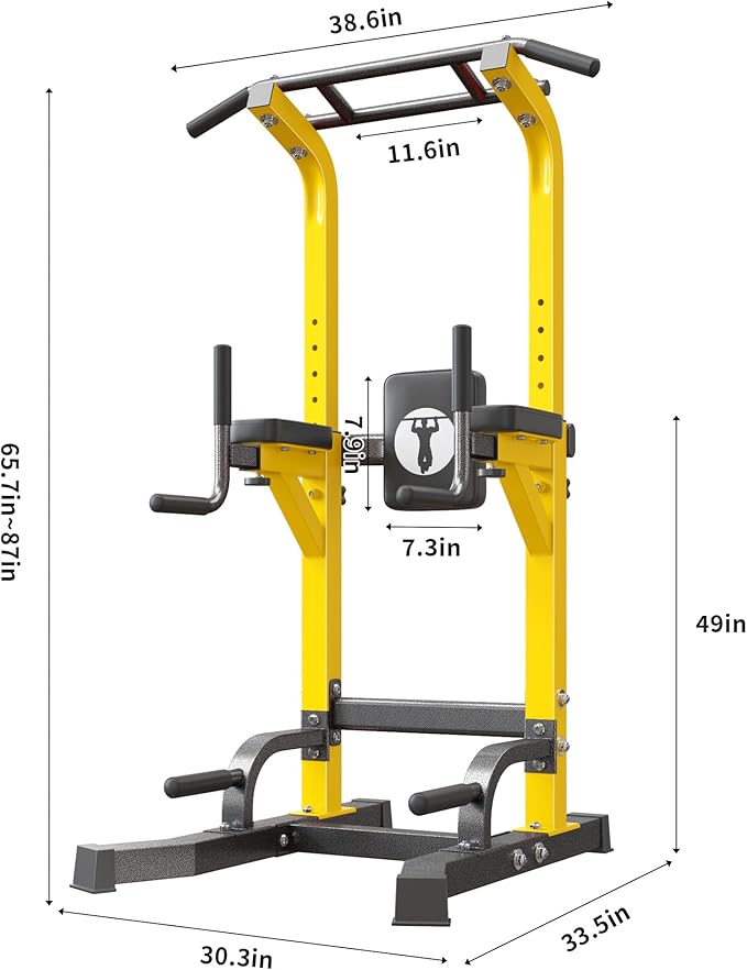 sogesfurniture Adjustable Dip Stands Assistive Trainer for Home Gym - 10-Level Height Wall-Saving Pull Up Bar, Dual Training Stands for Dip Push Up & Core Workout, Heavy Duty Steel Frame