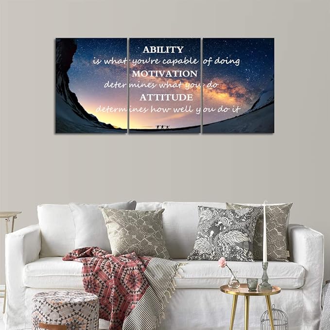 3 Panels Successful Inspirational Posters Quotes Wall Art Ability Modern Motivational Painting Picture Prints on Canvas Artwork Motto for Office Bedroom Decor Living Room Home Decor (72”Wx36”H)