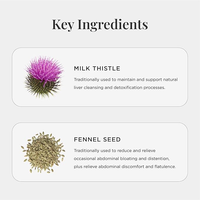 JSHealth Vitamins Detox and Debloat Liver Health Formula | Liver Detox Pills | Debloating Formula with Milk Thistle, Turmeric, Fennel | Liver Cleanse Supplement (60 Tablets)