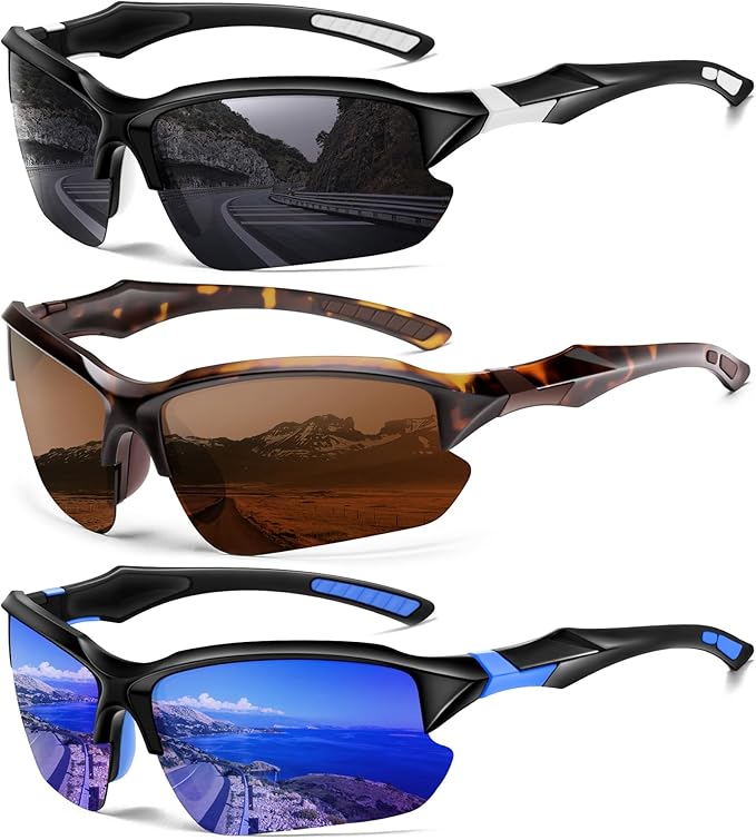 Sports Polarized Sunglasses for Men Cycling Running Fishing UV Protection Sun Glasses Lightweight Half Frame Goggles