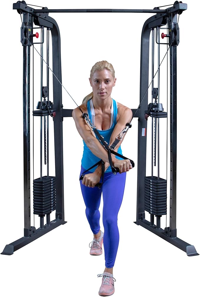 Body-Solid Powerline Cable Crossover Exercise Machine for Home & Commercial Gym, Functional Training Center with Dual Weights Stack for Cable Workout