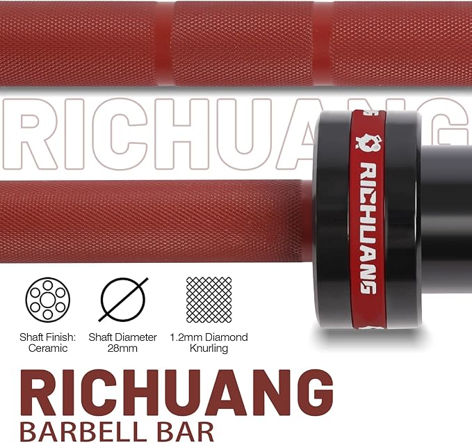 Olympic Barbell 45lb (20kg) - 7ft Bearing Spin Bar for Weightlifting and Strength Training,Ceramic Coating,500 LBS Capacity,28mm High Whip,Fits 2" Plates,for Home Gym