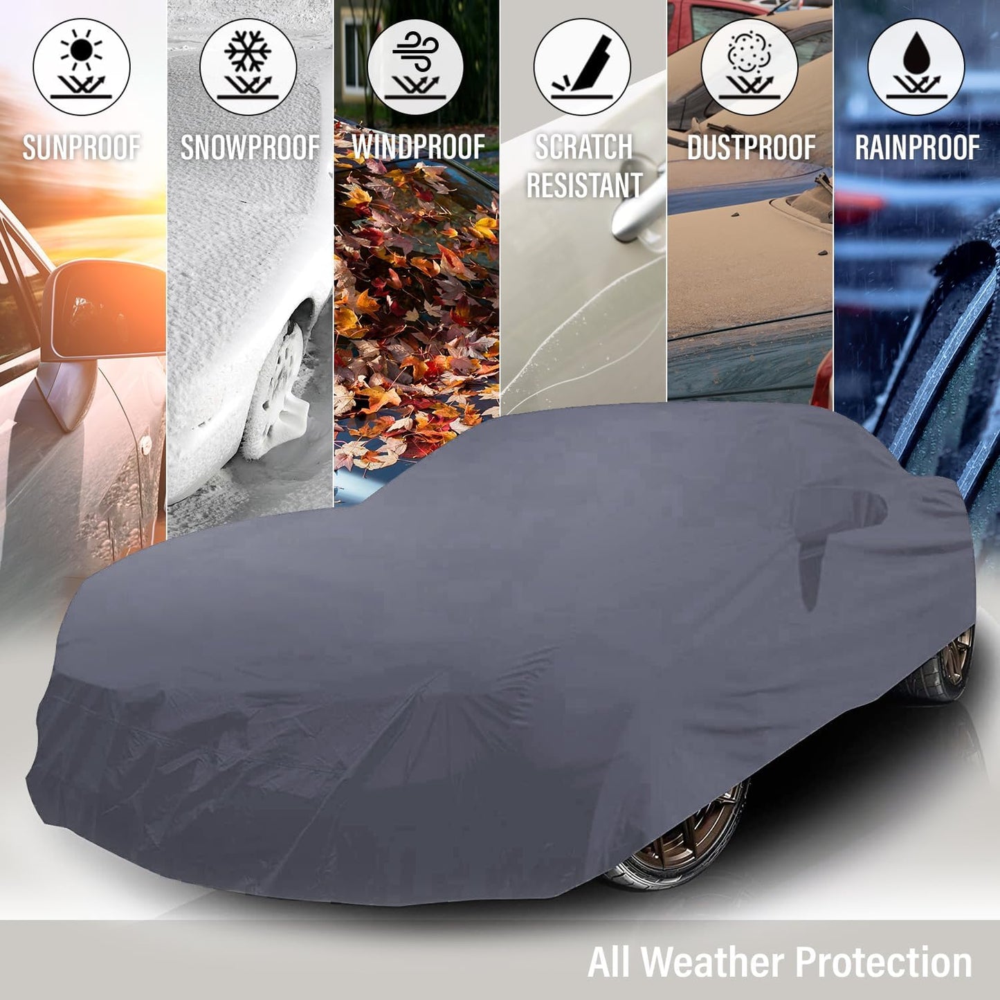 Supreme Full Car Cover – for Pontiac Ventura 1961 Coupe 2-Door Semi Custom Fit Waterproof Full Coverage All Weather Windproof Dust Proof Indoor Outdoor Automobile