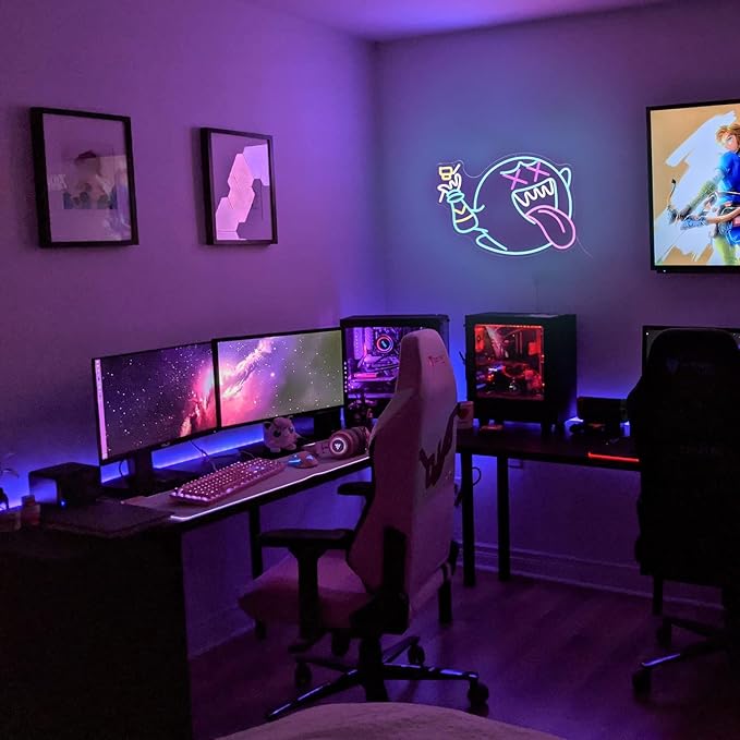 Ghost Neon Sign for Wall Decor Ghost Face Neon Light Gaming Led Neon Signs Colorful LED Neon Lights for Gaming Zone Man Cave Bedroom Decoration