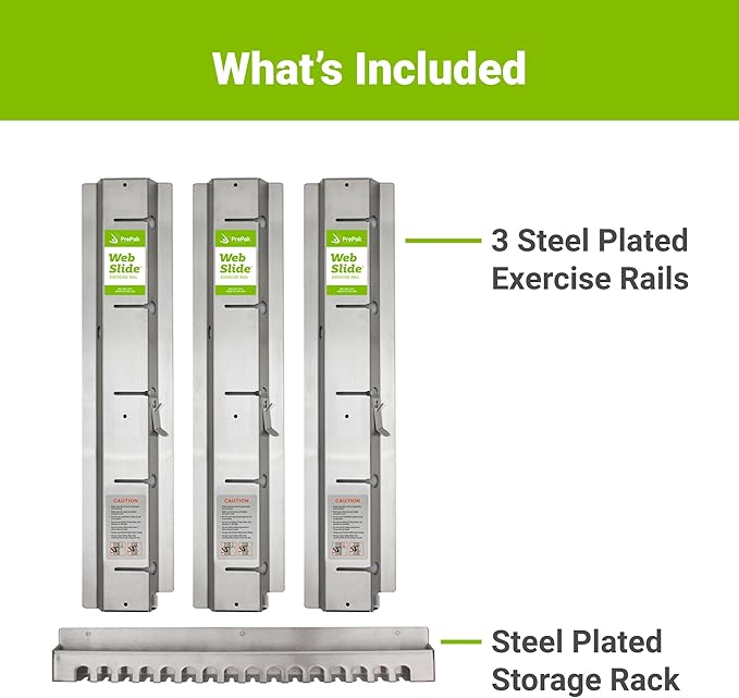 3-Pack Basics Rail System with Storage Rack, Stainless Steel - Perfect for Dynamic Warm-ups, CrossFit, Stretching, and Strength Building - Physical Rehab Equipment for Clinic, Home, or Gym