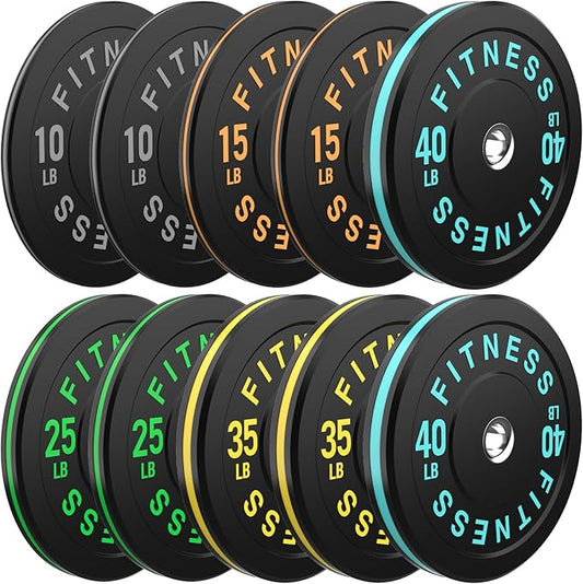 2 Inch Bumper Plates，10-500lbs，Barbell Rubber Olympic Weight Plates Set for Home Gym, Strength Training & Weight Lifting, Multiple Options Colors