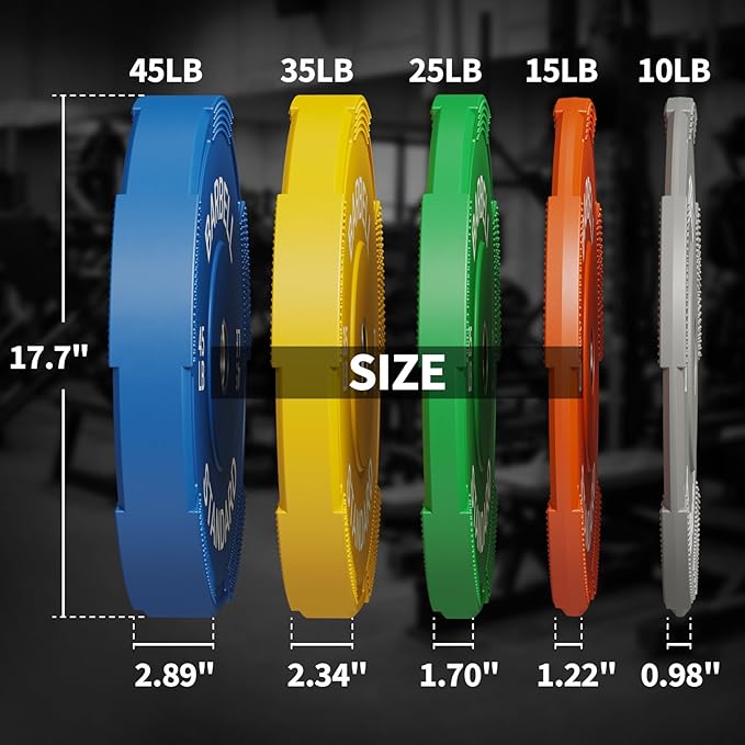 Mikolo Weight Plates 2 Inch, Bumper Plates with Enhanced Grip, Olympic Weight Plates for Strength Training and Weight Lifting