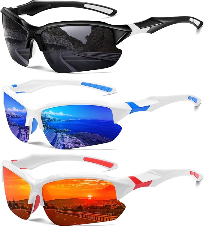Sports Polarized Sunglasses for Men Cycling Running Fishing UV Protection Sun Glasses Lightweight Half Frame Goggles