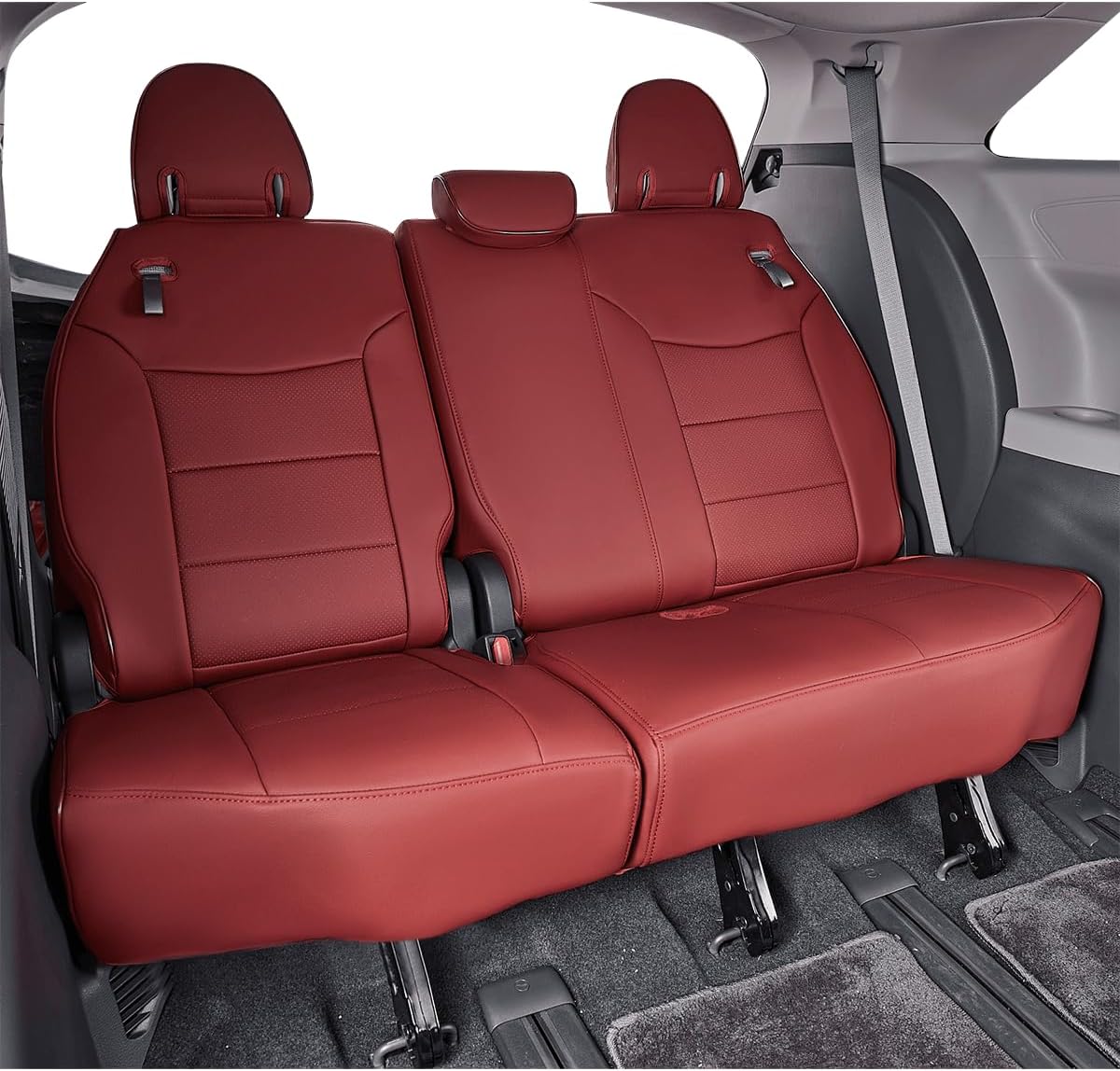 EKR Sienna Seat Covers for 2011-2020 Toyota Sienna XLE,Limited,Limited Premium,7 Seats,2nd Row Captain Seats W/Legrest,Seat Covers for SUV,Automotive Seat Cover Full Set-Three Row,Leather(Burgundy)