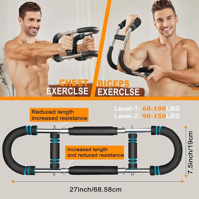 Twister Arm Trainer - Adjustable Forearm Strengthener, Arm Exercise Equipment, Chest Workout Equipment, Portable Spring Resistance for Home Workout Equipment (Red)