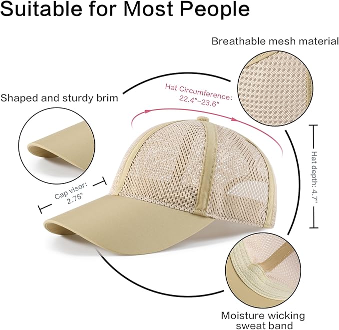 VOBOOM Breathable Full Mesh Baseball Cap for Men, Women, Lightweight Trucker Hats Outdoor Sports Wear