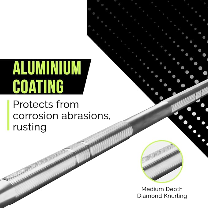 Olympic Training Barbell (6FT) (15 Pound Weight) (300 LBS Capacity), Home Gym Fitness Equipment, Strength Training Workout Bar, Weight bar for Squats, Deadlift, Weightlifting, Bench Press