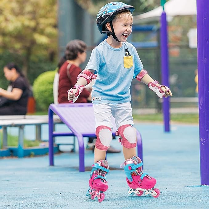 Pink Graffiti Light up Inline Skates for Girls, 4 Size Adjustable Roller Shoes with Full Illuminating Wheels for Kids, Blades Roller Skates for Beginner Teens Youth & Adult Women