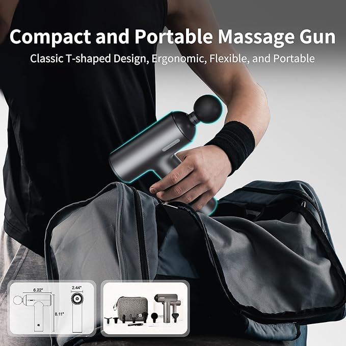arboleaf Massage Gun deep Tissue, 6 Speeds Powerful Handheld Percussion Muscle Massager Gun with Portable Travel Case for Back, Shoulder, Sore Muscles, Pain Relief for Athletes, Relax, Gifts