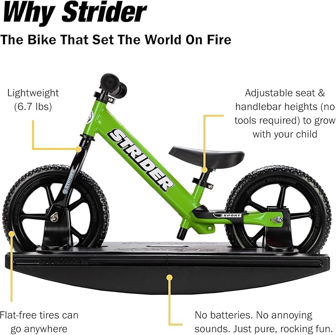 Strider 12” - Helps Teach Baby How to Ride a Balance Bicycle - for Kids 6 Months to 4 Years - Easy Assembly & Adjustments