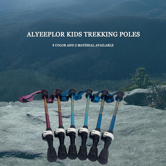 Kids Hiking Poles, 2PCS Todder Collapsible Trekking Poles for Hiking, Ski, Outdoor Activities, Todder Hiking Essentials for Boys and Girls, Blue, Pink Available