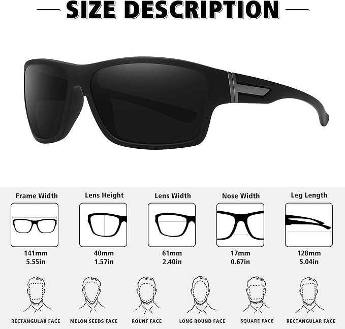 STORYCOAST Polarized Sports Sunglasses for Men Women Unbreakable Frame Cycling Fishing Driving