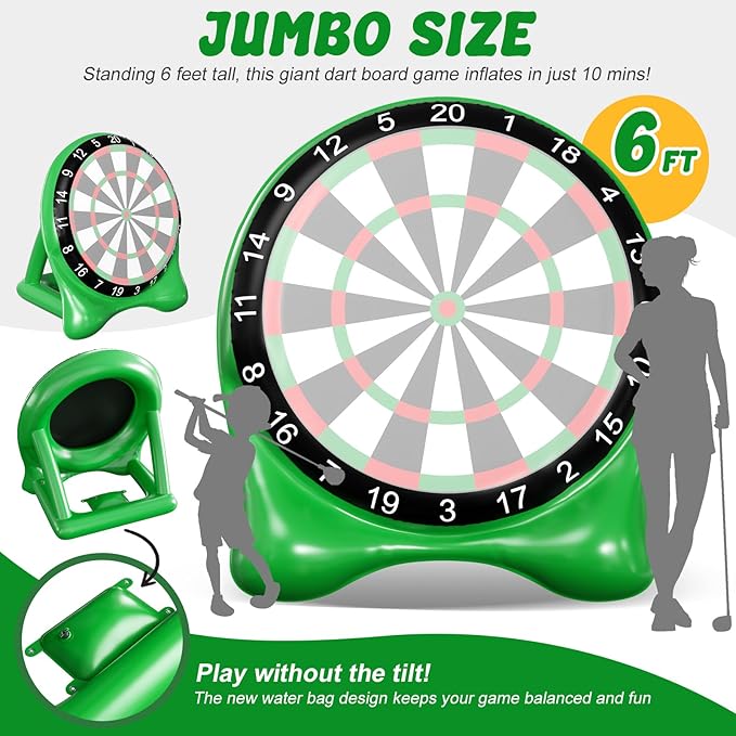 Inflatable Soccer Dart Board, Giant Kick Darts,Indoor Outdoor Lawn Yard Games for Kids Adults Family, Big Jumbo Carnival Games for Party | 6ft Dart Boards with Pump Accessories