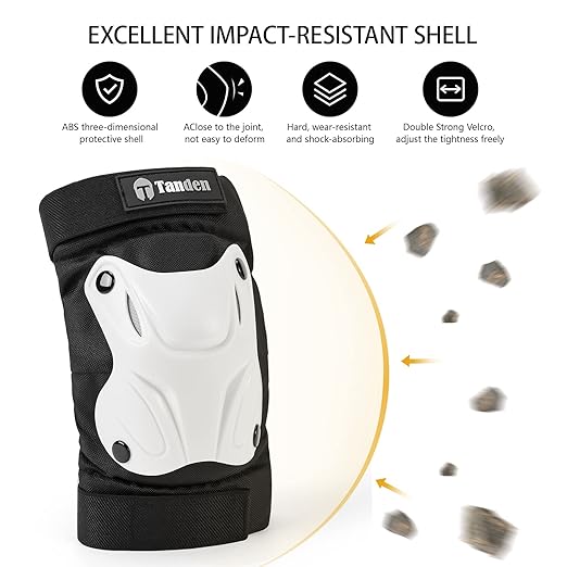 Skating Protective Gear Adult Knee and Elbow Pads Wrist Guards for Roller Skating Skateboarding, Skate Pads Adult Knee Pads for Men Women White