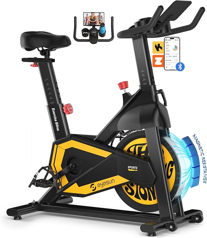 Exercise Bikes for Home,Indoor Cycling Bike with Adjustable Magnetic,Brake Pad Resistance Silent Belt Drive,330lbs Weight Capacity &Upgraded Version Seat for Home Cardio&Weight Loss