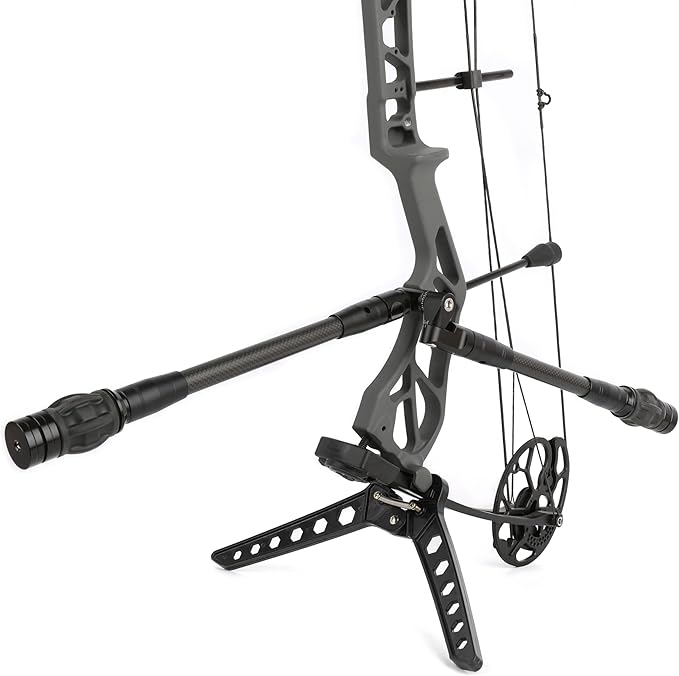 AMEYXGS Archery Bow Stabilizer for Compound Bow, 3K Carbon Fiber 6", 8", 10", 12" 15" Rods, Damping System, Weights Kit, Single Side V-Bar Mount,Quick Disconnect