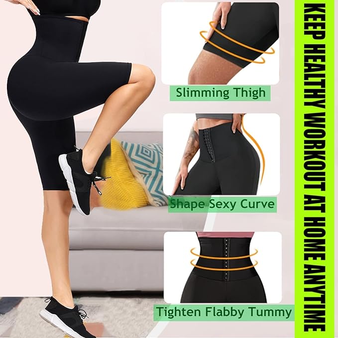 huiming Sauna Sweat Shorts for Women High Waisted stomach Waist Trainer Slimming Leggings Pants Body Shaper