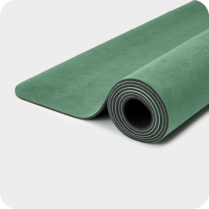 4mm Cushioned Exercise Mat for Yoga & Pilates - Anti Slip, Polyurethane with Suede Top & Carrying Strap