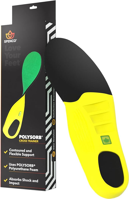 Spenco Insoles Polysorb Cross Trainer - Lightweight, Full-Foot Inserts with Heel-to-Toe Cushioning, Support, & Odor Control, All-Day Comfort & Stability - Ideal for Runners, Walkers, Athletes