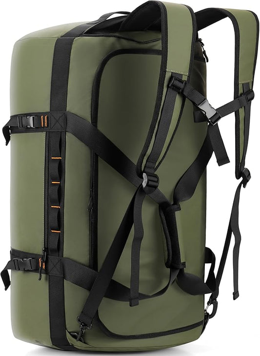 40L/60L/90L Large Waterproof Duffle Bag Backpack for Men, Mens Duffel Backpack Bags for Traveling, Heavy Duty (Green, 60L)
