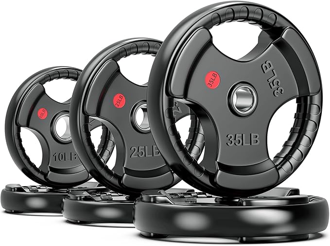 XDDIAS Rubber Weight Plates for Barbell, 2-Inch Olympic Grip Plate for Strength Training, Weightlifting and Bodybuilding in Home & Gym, Solid Cast Iron Weight Plates Pair and Sets