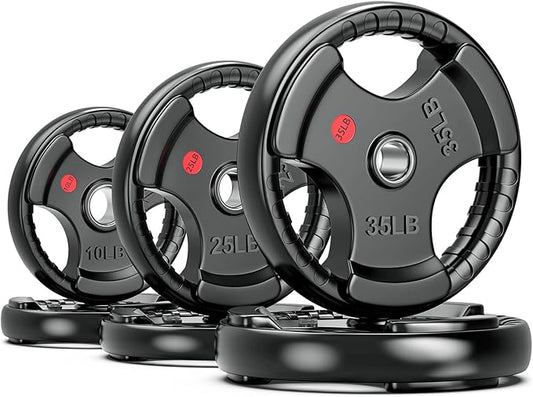 XDDIAS Rubber Weight Plates for Barbell, 2-Inch Olympic Grip Plate for Strength Training, Weightlifting and Bodybuilding in Home & Gym, Solid Cast Iron Weight Plates Pair and Sets