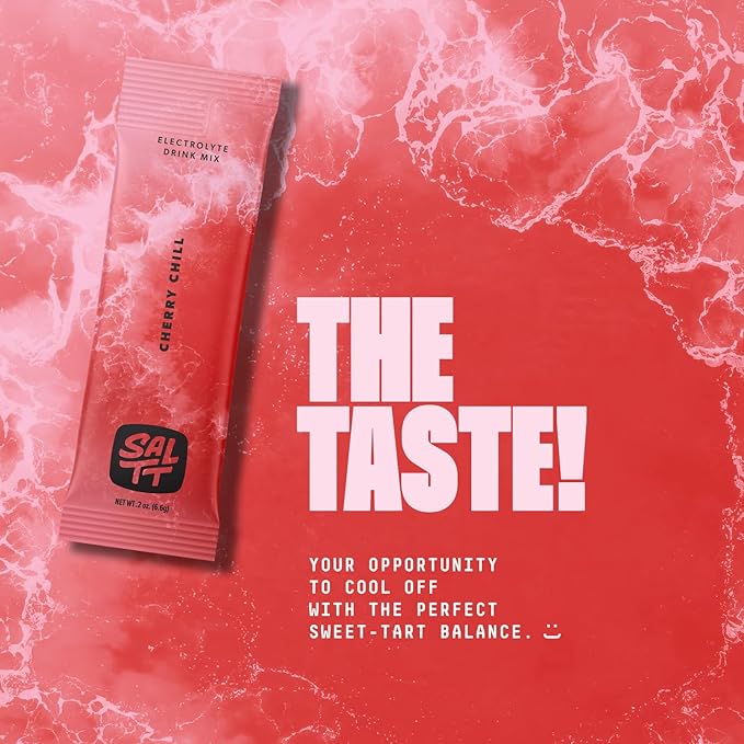 Keto Chow SALTT Electrolytes Powder Packets, Cherry Chill (30 Hydration Packets) - Magnesium, Potassium, Sodium, Trace Minerals - Vegan, Gluten Free, Sugar Free - Travel Essentials - Made in USA