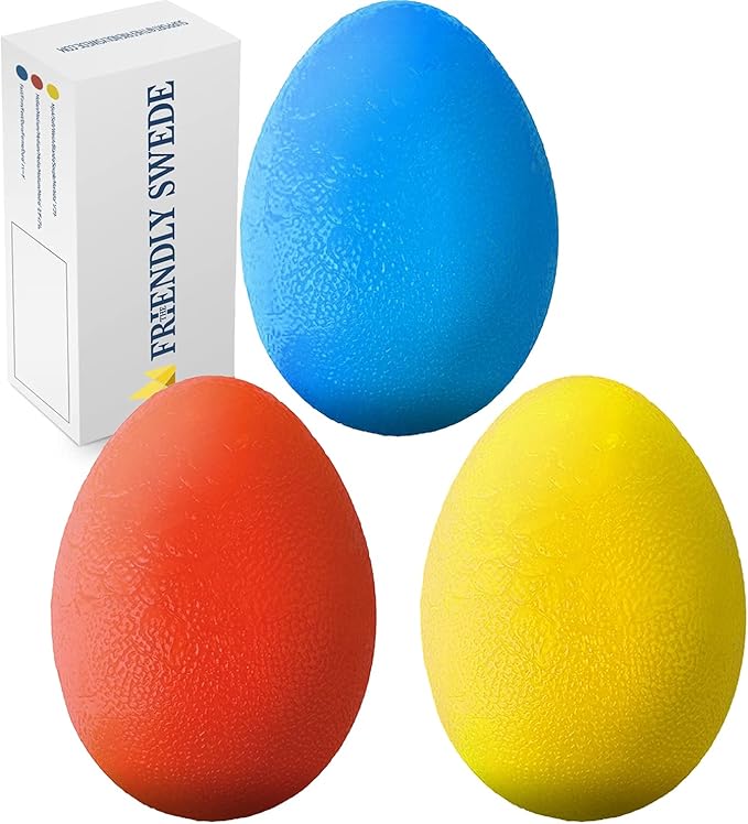 The Friendly Swede Stress Balls for Adults - 3 Squeeze Balls for Hand Therapy, Stress Relief & Strength; 3 Resistance Levels
