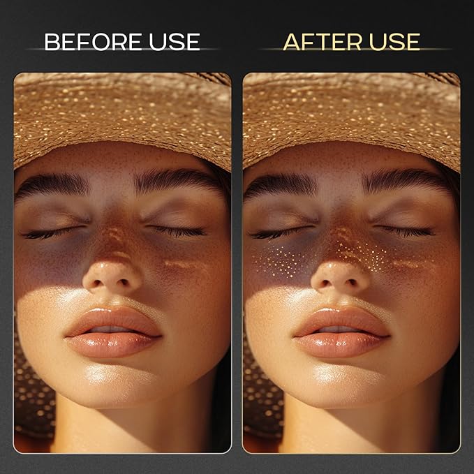 Glitter Freckles Face Tattoo - Sparkle Makeup Patches, Gold Face Glitter Speckles, 4pcs