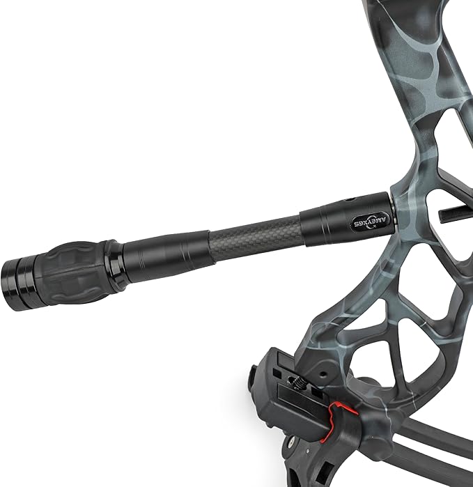 AMEYXGS Archery Bow Stabilizer for Compound Bow, 3K Carbon Fiber 6", 8", 10", 12" 15" Rods, Damping System, Weights Kit, Single Side V-Bar Mount,Quick Disconnect