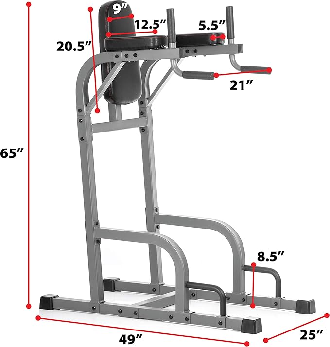 XMARK Knee Raise, Dip Stand with Push Up Station, Commercial Vertical Knee Raise, Captain's Chair, Upper Body and Core Workout Machine