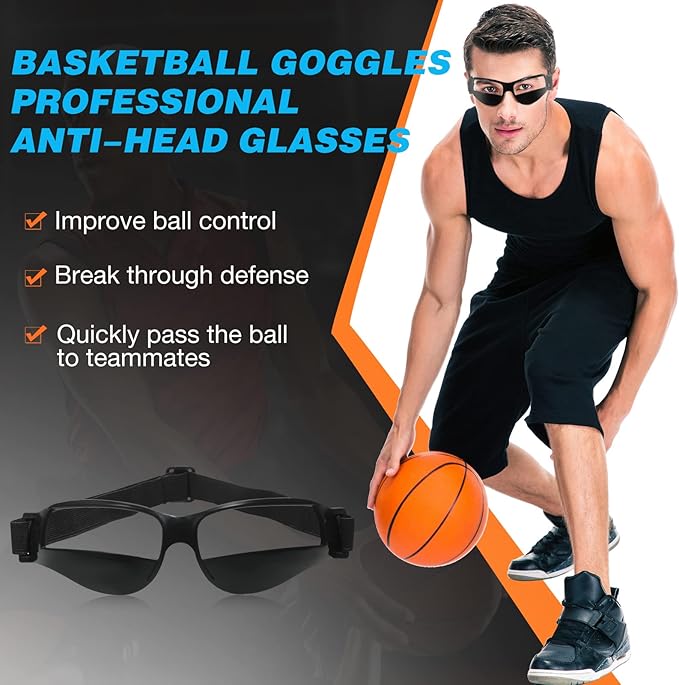 Weewooday 8 Pack Basketball Dribbling Goggles Adjustable Sport Training Glasses Black Dribble Goggles for Basketball Training Equipment for Men