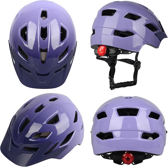 Kids Bike Helmet,Bavilk Kids Boys Girls Bike Helmets with LED Light Detachable Visor Children Youth Teen Multi-Sport for Skating Cycling Scooter Skateboard Adjustable & Lightweight 19.7"-22.4"