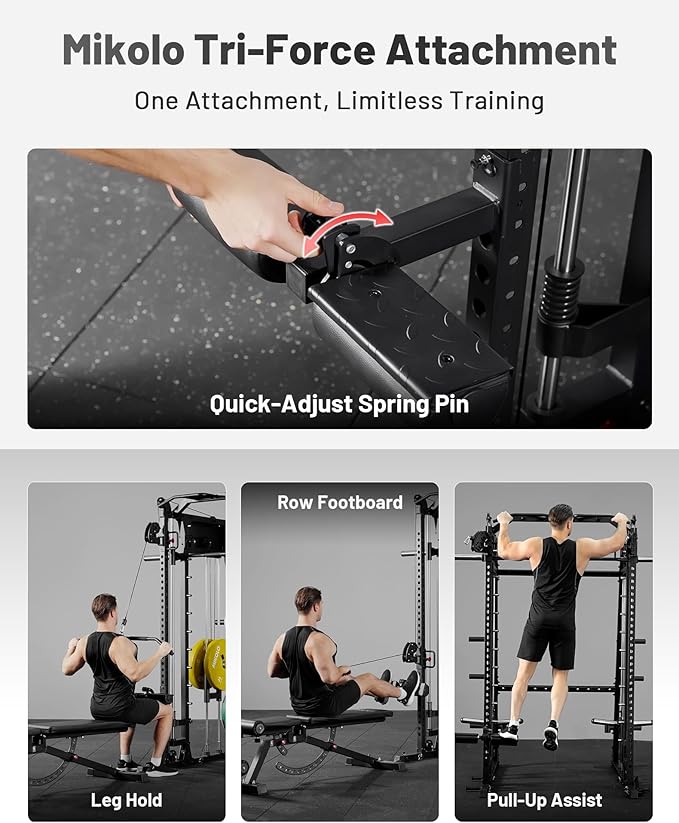 Mikolo M4 2.0 Smith Machine, All-in-One Power Cage with Independent Dual Pulley System, Multi-Function Home Gym Workout Cage for Cable Crossover