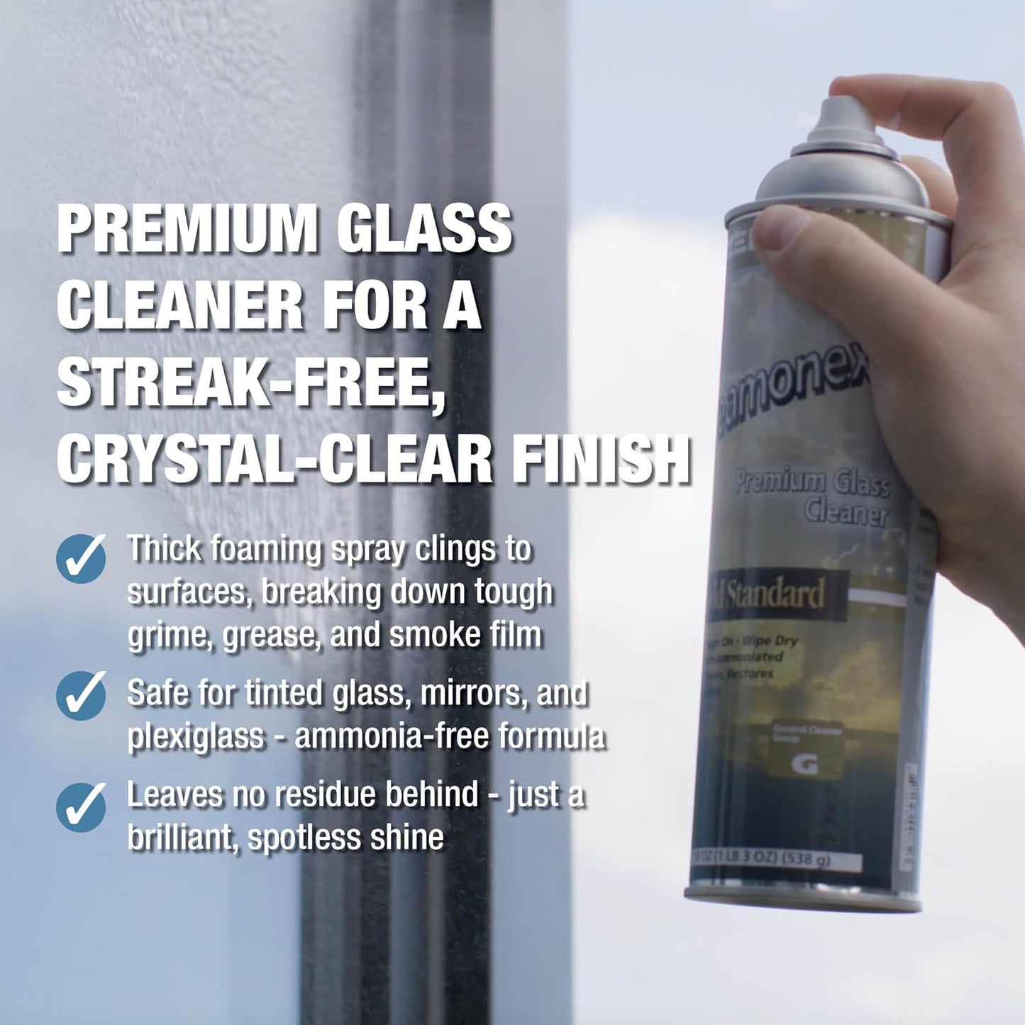 Zenex Gleamonex Premium Glass Cleaner - Fast Streak-Free Glass Cleaner Spray | Ammonia Free & Tint Safe | Removes Dirt, Grease, Smoke Film | For Glass & Plexiglas | Fresh Scent | 19 oz (2 Pack)